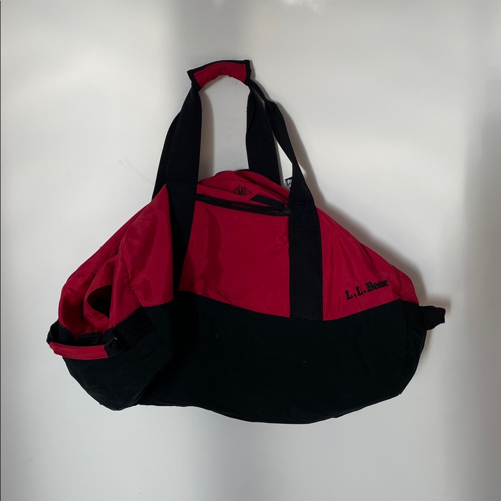 LL Bean Red and Black XL XXL Duffle Bag SME monogram- worn